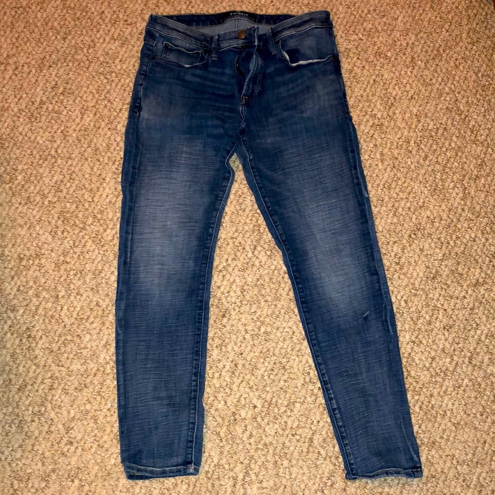 Express Skinny Blue Jeans 32 X 32 Vintage Wash Hyper Stretch